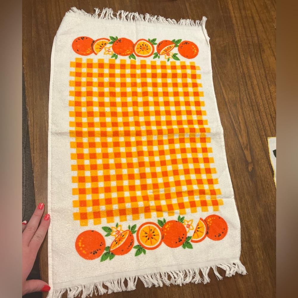 Orange Checkered Tea Towel
